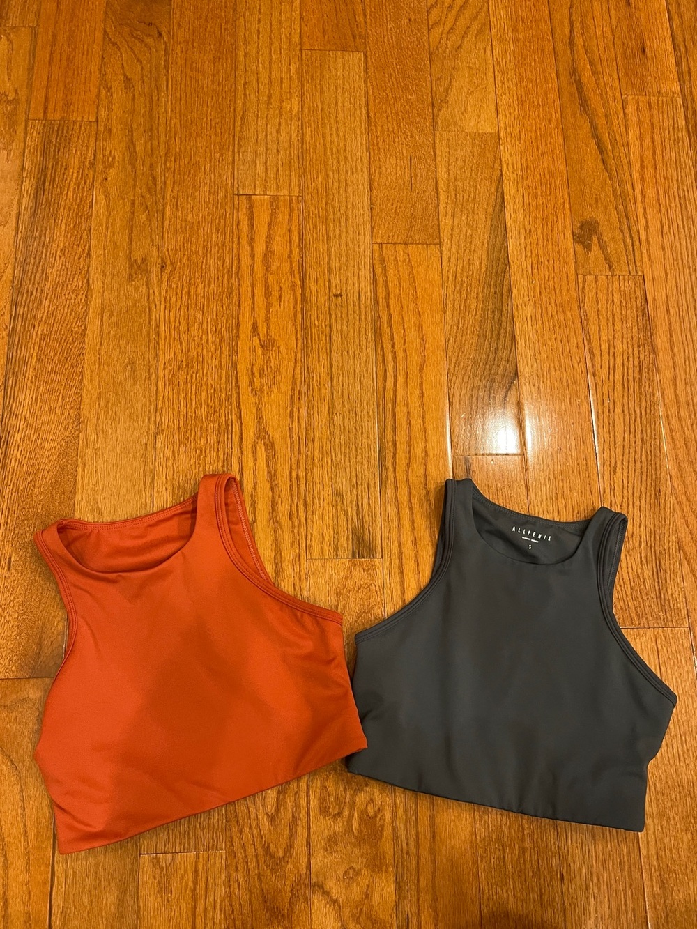 Allfenix Cloud Core High Neck Burnt Orange Dark Gray Sports Athletic Bras Set S